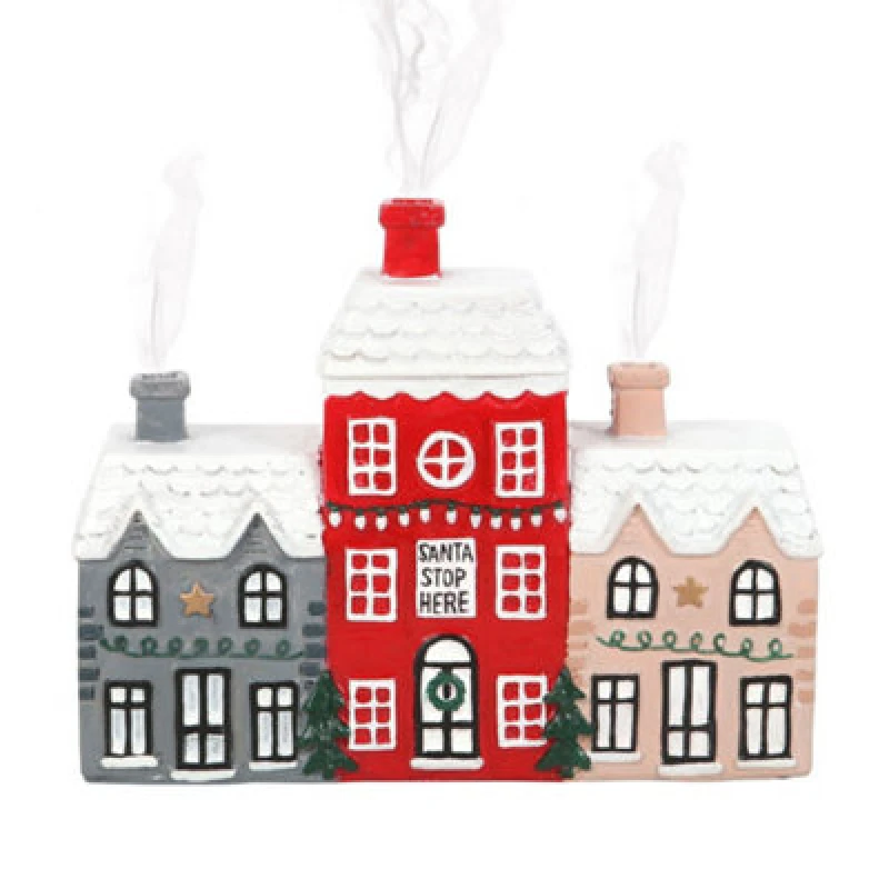 Image of Something Different Something Different Village Christmas Incense Cone Holder in Dark Pink Dark Pink One Size Unisex 5063652565537