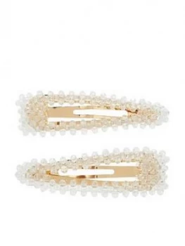 image of Accessorize 2 X Beaded Snap Clips - Crystal