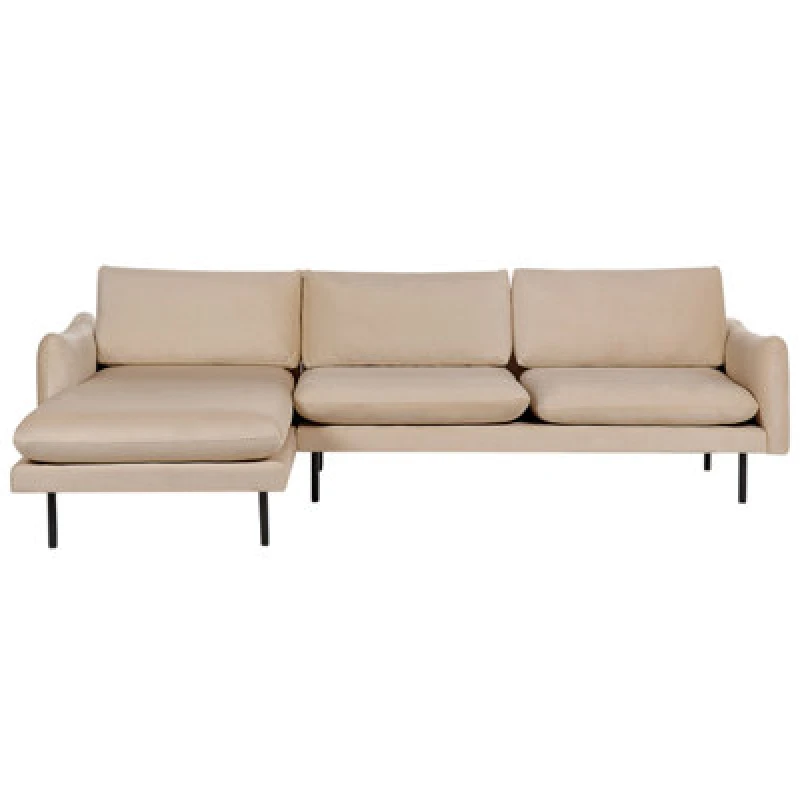 Image of Beliani Corner Sofa 4 Seater Vinterbro Velvet Beige Right Hand