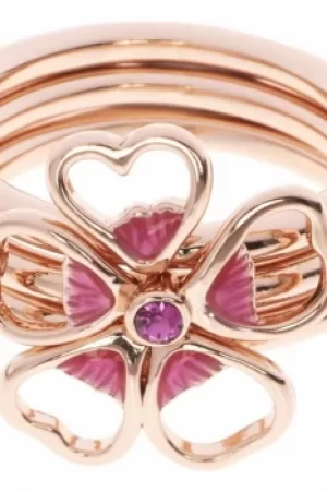 Ted Baker Ladies Rose Gold Plated Leotie Enamel Flower Stacking Ring ML TBJ1243-24-73ML