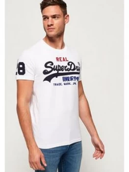 Image of Superdry Vintage Logo Tri Tee - White, Size 2XL, Men