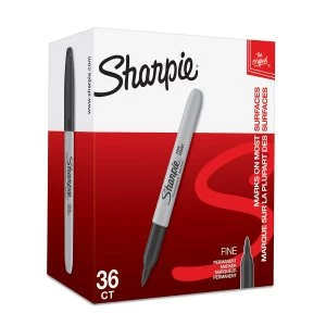 image of Sharpie 2025040 Fine Black Permanent Pens Box of 36