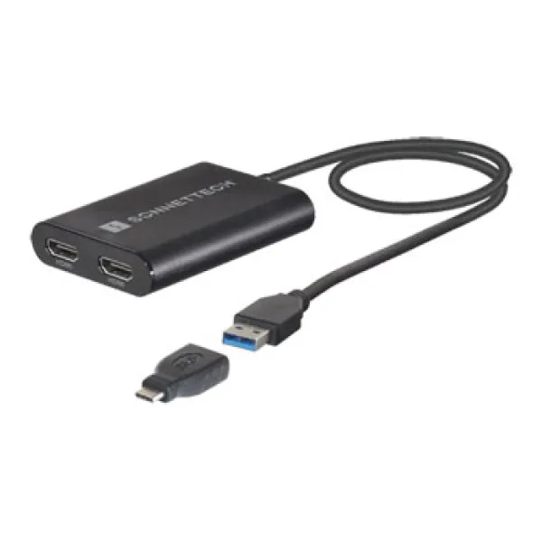 Image of Sonnet USB3-DHDMI video cable adapter USB Type-A 2 x HDMI Black
