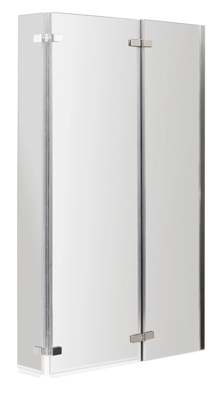 Image of Balterley 5mm Toughened Safety Glass Centre Hinged L Shaped Shower Bath Screen Silver unisex