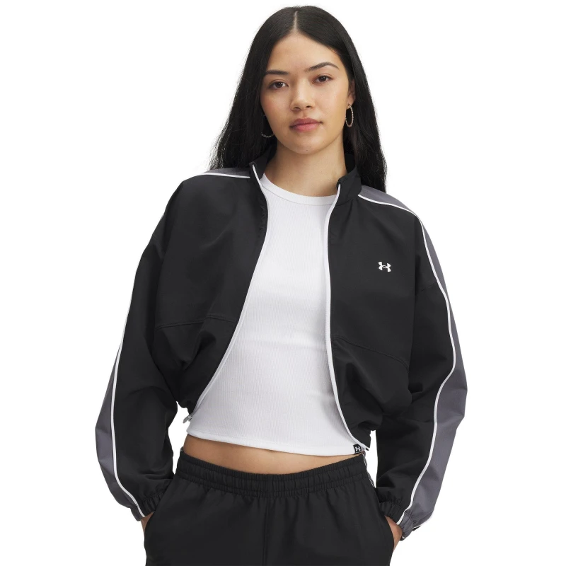Image of Under Armour Womens Rival Woven 1/4 Zip Fleece Black female 8 (XS)