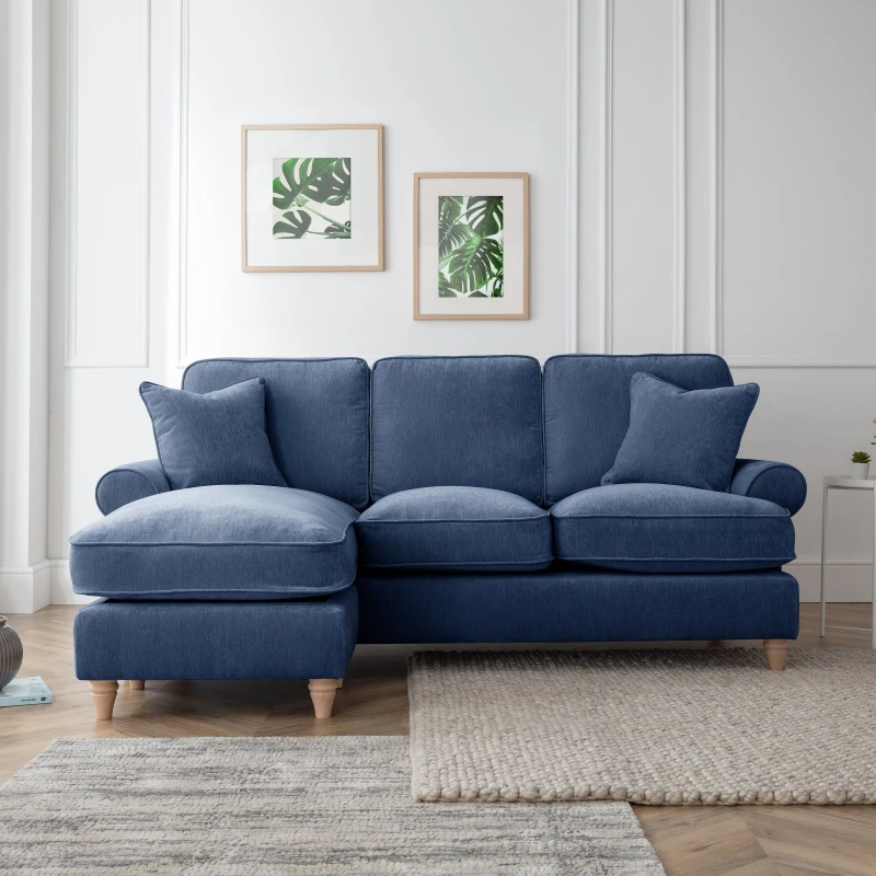 Image of The Great Sofa Company Ezra Left Hand Chaise Sofa Manhattan Navy Navy Unisex