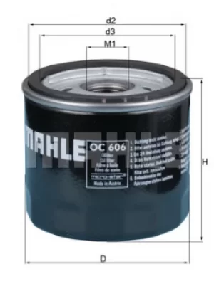 image of Oil Filter OC606 78463143 by MAHLE Original