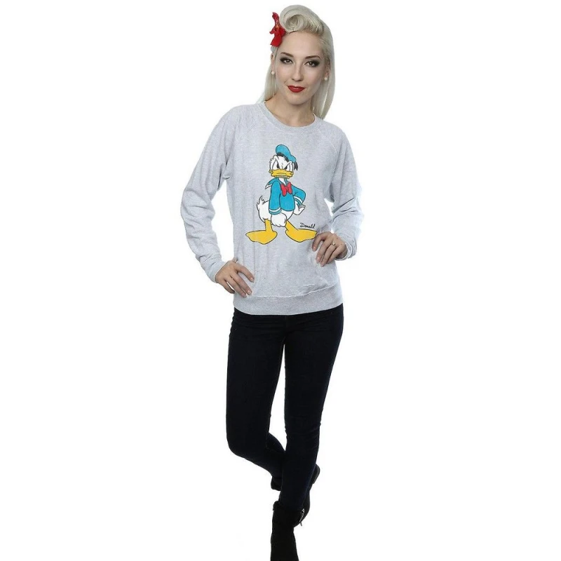Image of Disney Angry Donald Duck Heather Sweatshirt Grey female
