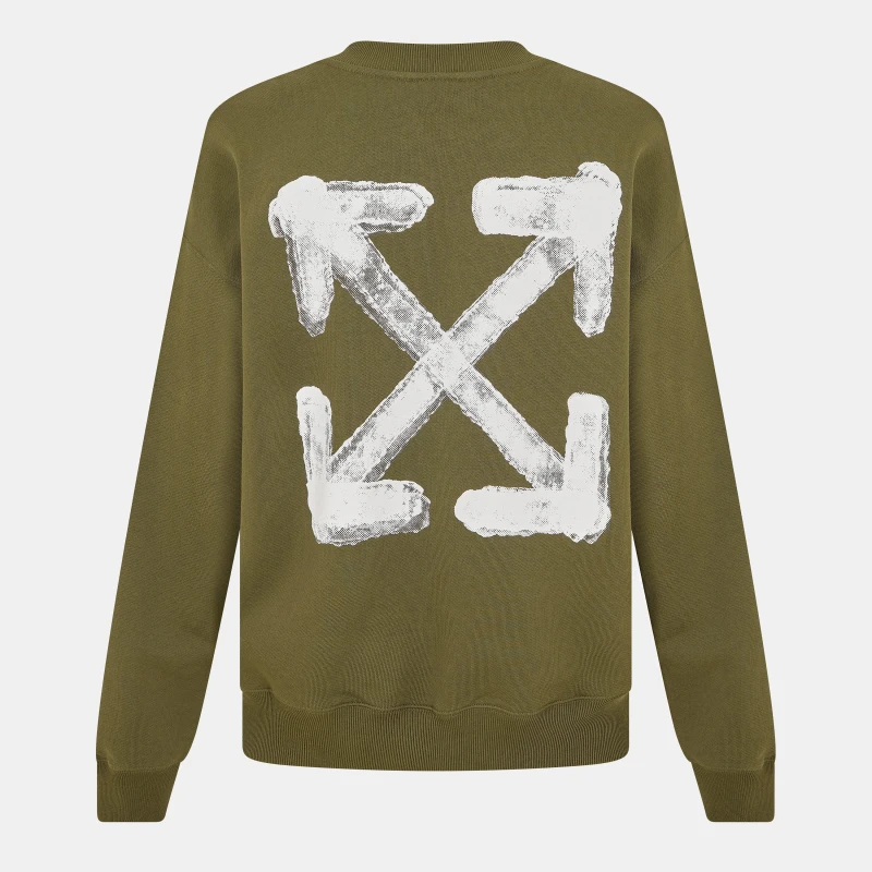 Image of Off White Mens Skate Relaxed Fit Crew Sweatshirt Green Moss male XS
