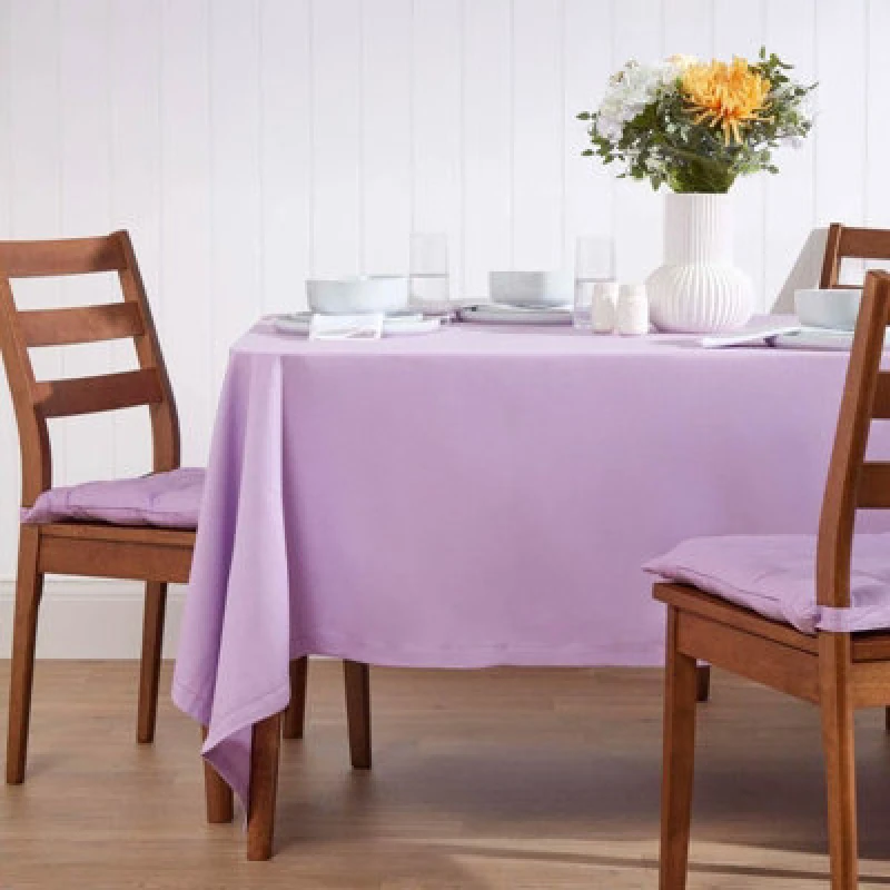 Image of Homescapes Plain Cotton Tablecloth, 178cm x 300cm Mauve