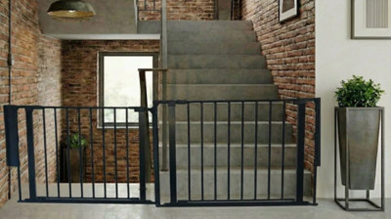 Image of Safetots Two Door Multi Panel Solution For Up And Down Staircases, Black, 187Cm Of Length, Includes 2 Door Opening Panels