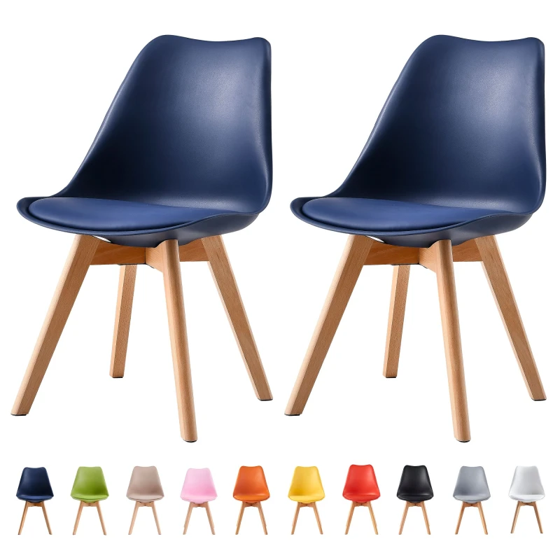 Image of MCC DIRECT Set of 2 Dining Chairs Designer Side Chairs Wooden Home Office Commercial eva blue EA0211