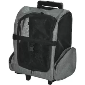 Image of Pawhut - Pet Travel Backpack Bag Cat Puppy Dog Carrier w/ Trolley and Telescopic Handle Portable Stroller Wheel Luggage Bag, Grey