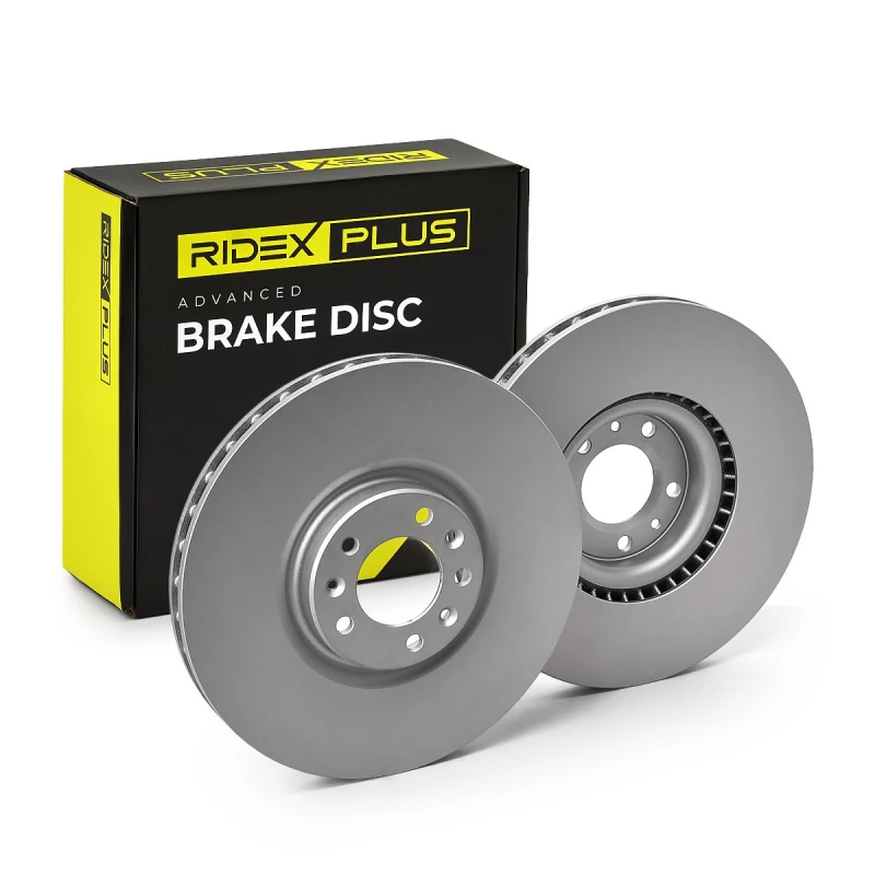 Image of RIDEX PLUS 82B0976P Brake disc Front Axle, Vented, Grey Cast Iron, Coated, High-carbon, without bolts/screws Grey Cast Iron Brake Disc (82)