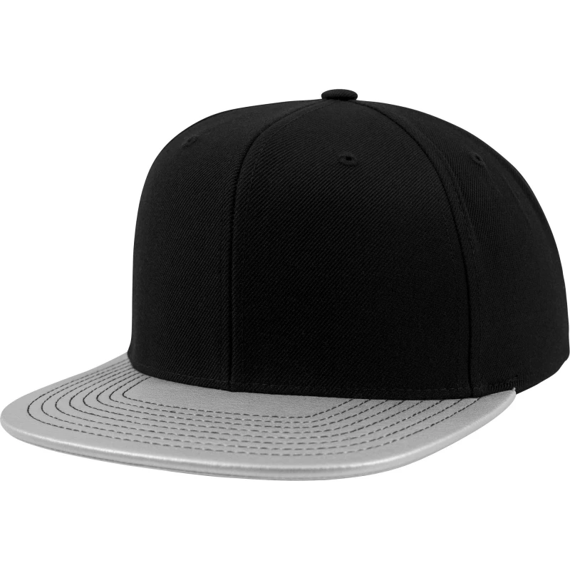 Image of Flexfit Flexfit Men Metallic Visor Snapback Cap in Silver Silver One Size Male 5057080689606