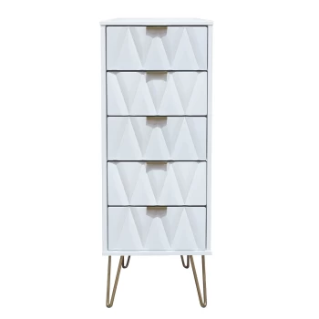 image of Ice 5 Drawer Bedside Table - White