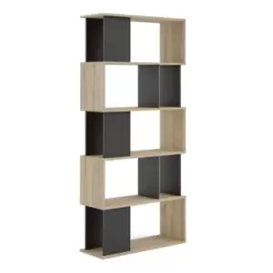 image of Maze Open Bookcase 4 Shelves In Oak Effect And Black