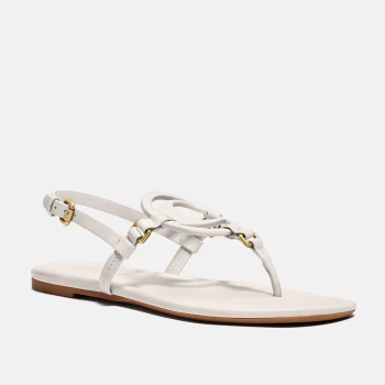 image of Coach Womens Jeri Leather Toe Post Sandals - Chalk - UK 4