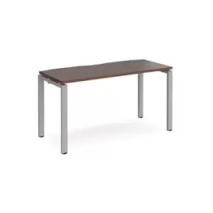 image of Bench Desk Single Person Starter Rectangular Desk 1400mm Walnut Tops With Silver Frames 600mm Depth Adapt