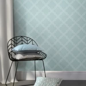 image of Wallpops Quatrefoil Blue Peel stick wallpaper L5500mm W520mm