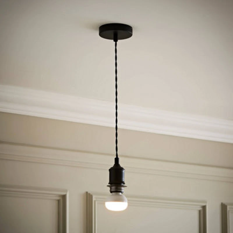 Image of Valuelights Shaw Matte Black Rechargeable Ceiling Pendant Light Fitting