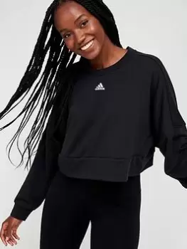 Image of adidas Yoga Studio Sweat Top - Black/White, Size XS, Women