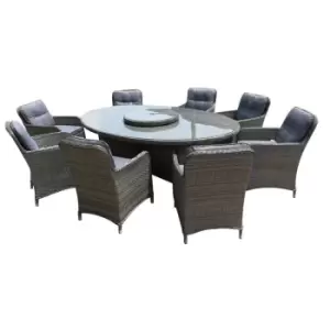 image of Katie Blake Milan 8 x Chair & 220cm Oval Table Set with Cushions - Grey