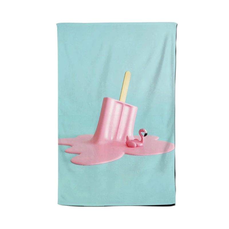 Image of Warren Reed - Designer Flamingo Ice Cream Tea Towel in Pink Pink Unisex