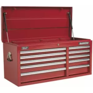 image of 1025 x 435 x 495mm red 10 Drawer Topchest Tool Chest Lockable Storage Cabinet