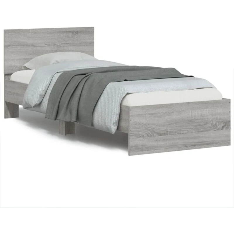 Image of VIDAXL Bed Frame without Mattress with LED Lights Grey Sonoma 75x190cm Small Single vidaXL 8721012241961