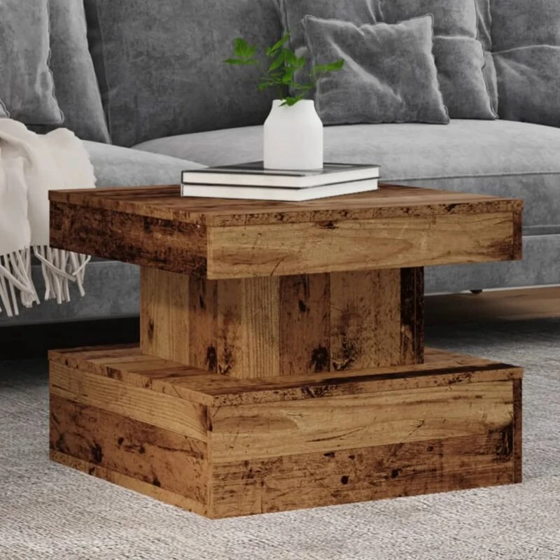 Image of VIDAXL Vidaxl - Coffee Table with LED Lights Old Wood 50x50x40cm 8721158446992