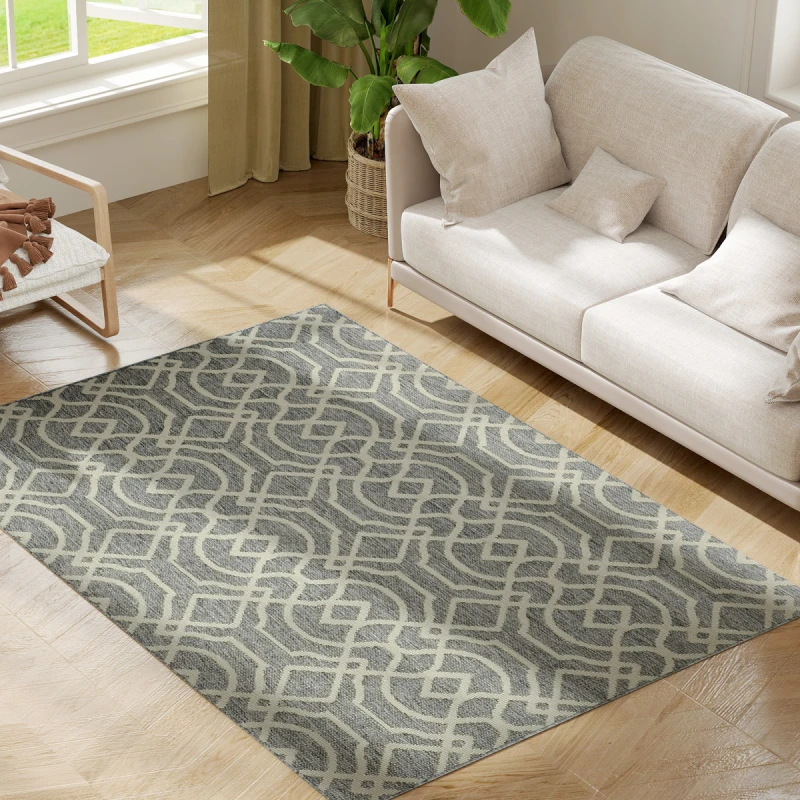 Image of HOMCOM HOMCOM Easy-Cleaning Machine Washable Rug for Home, Patio, Garden, Grey Size: 120cm x 170cm Grey 120cm x 170cm Unisex 5063603170285
