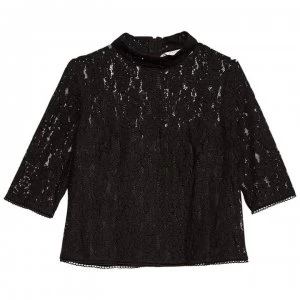 image of Jack Wills Popehill Lace Tee - Black