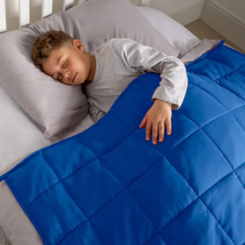 Image of OHS OHS Weighted Blanket Supersoft Stress Anxiety Relief Heavy Sleep Reversible Throw in Blue Blue One Size Unisex 5027434192878