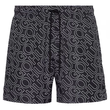 image of Hugo Boss Amami All Over Logo Swim Shorts Black Size XL Men