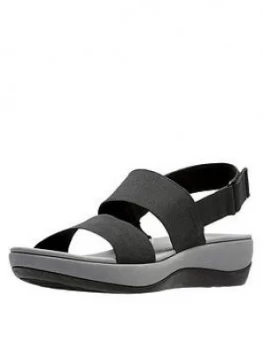 Image of Clarks Cloudsteppers Arla Jacory Wedge Sandals - Black, Size 4, Women