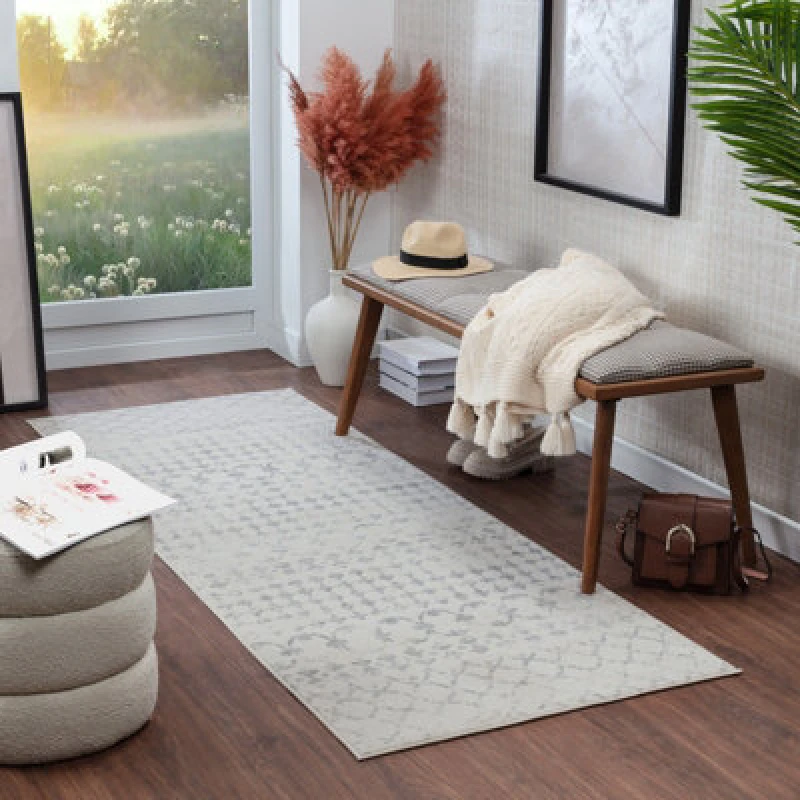 Image of Livabliss Berber Geometric High Pile Cream Sofia Runner Rug 80 X 220 Cm - Easy Care, Non Shedding, Ideal For Hallway Or Beside The Bed