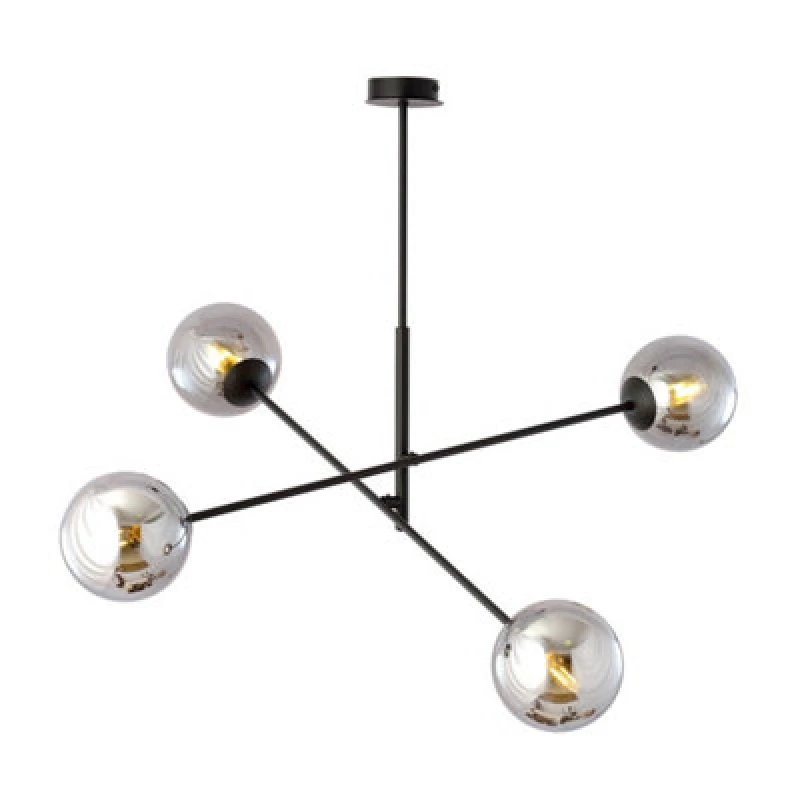 Image of Emibig Lighting Emibig Linear Pendant Lamp 4 X E14 Black With Graphite Shade
