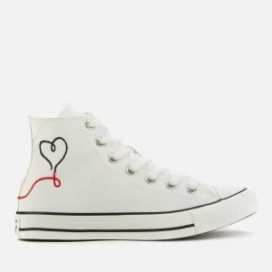 image of Converse Chuck Taylor All Star Love Thread Hi-Top Trainers - Vintage White - UK 4