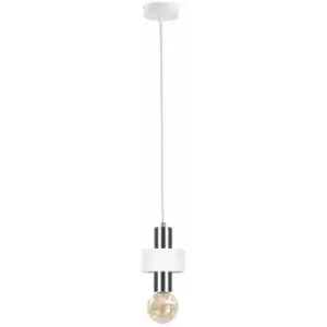 image of Keter Lighting - Keter Unica Slim Pendant Ceiling Light White, Silver, 12cm, 1x E27