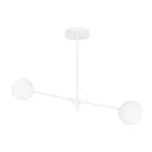 Image of Emibig Borg White Globe Ceiling Light with White Glass Shades, 2x E14