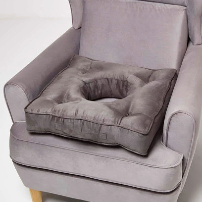 Image of Homescapes Faux Suede Coccyx Cushion Grey