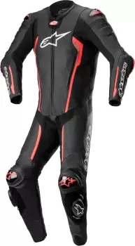 Image of Alpinestars Missile V2 One Piece Motorcycle Leather Suit, black-red, Size 48, black-red, Size 48