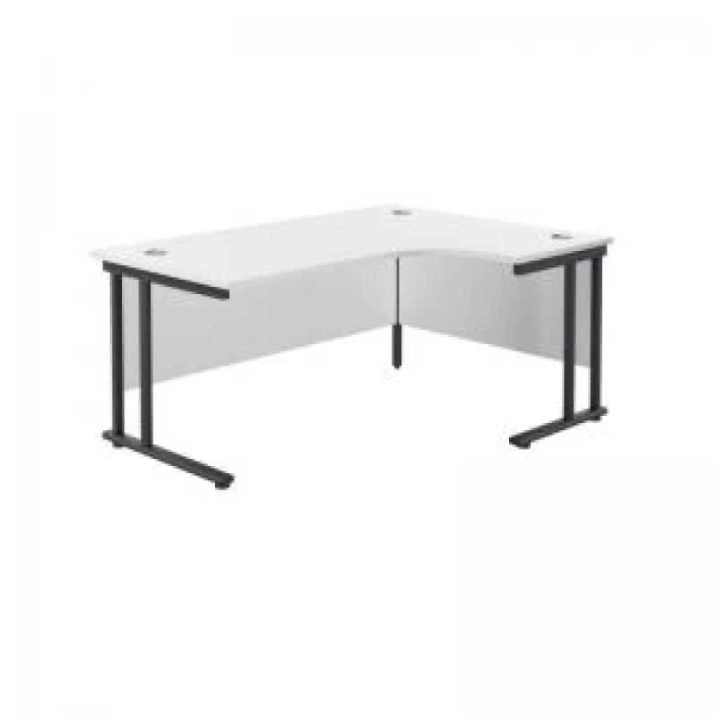 Image of Jemini Radial Right Hand Double Upright Cantilever Desk 1600x1200x730mm White/Black KF820482