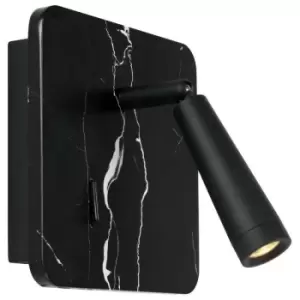 Image of Lucide OREGON - Bedside Lamp - LED - 1x4W 3000K - With USB charging point - Black