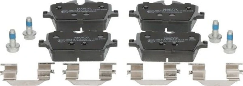 Image of MAPCO 106114 Brake pad set Rear Axle, excl. wear warning contact, with accessories, with brake caliper screws Brake Pad Set,disc brake (402)