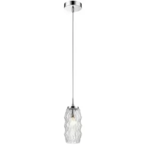 Netlighting Merano Edmonton Slim Pendant Ceiling Light Clear Glass, Chrome Base