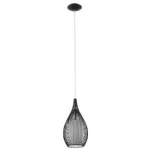 image of Pendant Light Colour Black Shade Black White Satin Glass Steel Bulb E27 1x60W