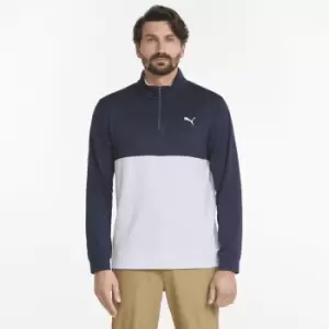 image of Puma Gamer Colorblock 1/4 Zip Navy Blazer/Bright White - L