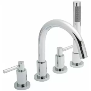 image of Tec Lever 4-Hole Bath Shower Mixer Tap with Shower Kit and Hose Retainer - Hudson Reed